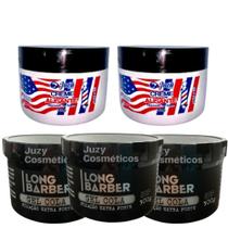 Kit 2 Alisante Americano 300g Juca + 3 Gel Long Barber 300g