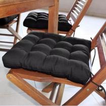 Kit 2 Almofada Futon Assento para Cadeira Preto Premium