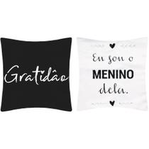 Kit 2 Almofada Gratidão Menino Menina Cílios 45x45 Sarja Cheia