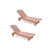 Kit 2 Almofada Para Espreguiçadeira Listr. Branca e Vermelho