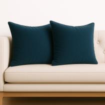 Kit 2 Almofadas Cheia Veludo Suede Decorativa 45x45 Azul