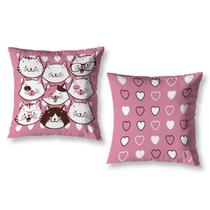 Kit 2 Almofadas Cheias 40cm x 40cm Decorativas Estampadas Digital Coloridas Sala Sofá Quarto