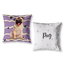 Kit 2 Almofadas Cheias 40Cm X 40Cm Estampadas Cachorro Pug Kit 2 Almofadas Cheias 40Cm X 40Cm Estampadas Cachorro Pug