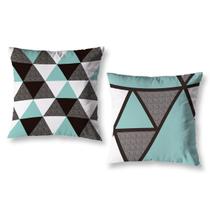 Kit 2 Almofadas Cheias 40Cm X 40Cm Estampadas Geo Verde