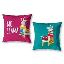Kit 2 Almofadas Cheias 40Cm X 40Cm Estampadas Lhama