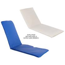 Kit 2 Almofadas Colchonete Espreguiçadeira Lisa Branca e Azul DUPLA FACE