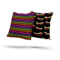 Kit 2 Almofadas Com Enchimento Bandeirinhas e Chevron Neon