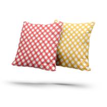 Kit 2 Almofadas Com Enchimento Gingham Xadrez Vermelho e Laranja