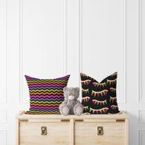 Kit 2 Almofadas Com Enchimento Infantil Bandeirinhas e Chevron Neon