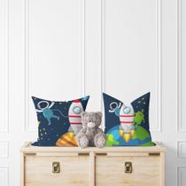 kit 2 almofadas com enchimento Infantil Espaco Astronauta Alienigena kit 2 almofadas com enchimento Infantil Espaco Astronauta Alienigena