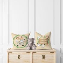 Kit 2 Almofadas Com Enchimento Infantil Safari Animais Poá Folhas Kit 2 Almofadas Com Enchimento Infantil Safari Animais Poá Folhas