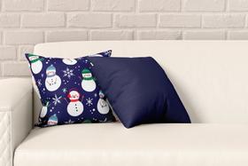 Kit 2 Almofadas Com Enchimento Natalina Boneco de Neve Azul Kit 2 Almofadas Com Enchimento Natalina Boneco de Neve Azul