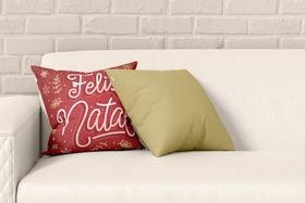 Kit 2 Almofadas Com Enchimento Natalina Lettering Feliz Natal Bege