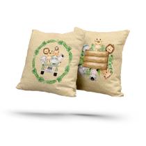 Kit 2 Almofadas Com Enchimento Safari Animais Poá Folhas