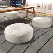 Kit 2 Almofadas de Chão Tufted Tatami Puffs Redondos Estilo Japonês, Removíveis e Laváveis, Ideais para Meditação, Sala de Estar, Janela da Baía