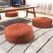 Kit 2 Almofadas de Chão Tufted Tatami Puffs Redondos Estilo Japonês, Removíveis e Laváveis, Ideais para Meditação, Sala de Estar, Janela da Baía