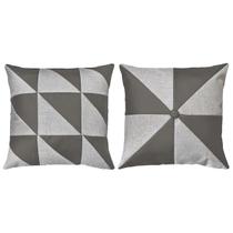 Kit 2 Almofadas De Linho Com Detalhe Sintético Couro 45x45