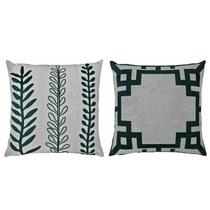 Kit 2 Almofadas De Linho Com Veludo Folhas Frame Verde 50x50 Kit 2 Almofadas De Linho Com Veludo Folhas Frame Verde 50x50