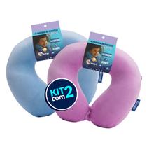 Kit 2 Almofadas de Pescoço Infantil Sonos Lilás e Azul