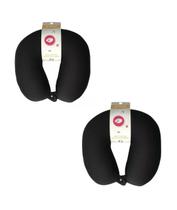 Kit 2 Almofadas De Pescoço Macia Micro Pérolas Isopor Viagem