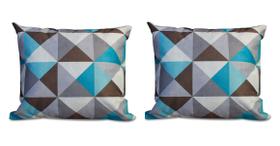 Kit 2 Almofadas Decorativa Quadrado 45x45 cm Cm Sala Quarto Sofá Suede Estampa Azul Eli Móveis e D