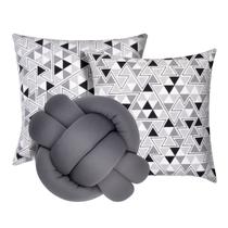 Kit 2 Almofadas Decorativas cheias mais Almofada Nó Cinza Kit 2 Almofadas Decorativas cheias mais Almofada Nó Cinza