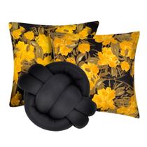 Kit 2 Almofadas Decorativas cheias mais Almofada Nó Preto