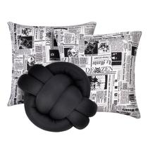 Kit 2 Almofadas Decorativas cheias mais Almofada Nó Preto