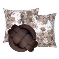 Kit 2 Almofadas Decorativas cheias mais Almofada Nó Tabaco