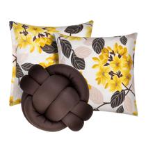 Kit 2 Almofadas Decorativas cheias mais Almofada Nó Tabaco