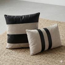 Kit 2 Almofadas Decorativas para Sofá 50x50 e 55x35 Vitória Hope Bouclé Off/material sintético Preto