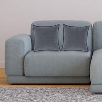 Kit 2 Almofadas Decorativas Quadrada Cinza Linho com Borda Grafite