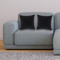 Kit 2 Almofadas Decorativas Quadrada Preto Suede com Borda Bege Kit 2 Almofadas Decorativas Quadrada Preto Suede com Borda Bege