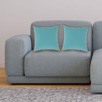 Kit 2 Almofadas Decorativas Quadrada Suculenta Suede com Borda Terracota