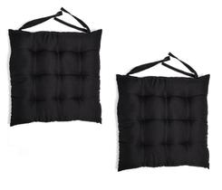 Kit 2 Almofadas Futton Assento Para Cadeira Preto 40x40cm