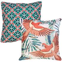 Kit 2 Almofadas Geometria Arara Vermelha Sarja 45x45 Cheias