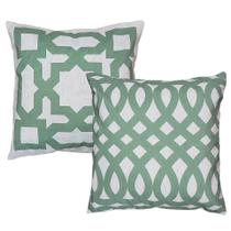 Kit 2 Almofadas Geometria Treliça Verde Linho 45x45 Cheias