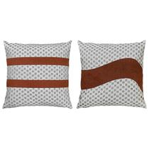 Kit 2 Almofadas Linho Bouclé Terracota Com Renda Clara 45x45