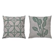 Kit 2 Almofadas Linho Com Bouclé Verde Tulipa Treliça 50x50