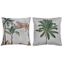 Kit 2 Almofadas Linho Estampa Planta Folhagem Animal 43x43