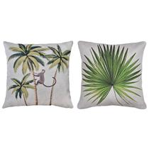 Kit 2 Almofadas Linho Estampa Planta Folhagem Animal 43x43