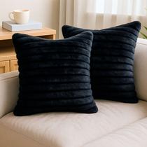 Kit 2 Almofadas Luxo Soft Wave Decoração Sofá Sala Preto 45x45 Novadecora