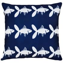 Kit 2 Almofadas Mar Timão Peixe Barco Boia Sarja Azul 45x45 Kit 2 Almofadas Mar Timão Peixe Barco Boia Sarja Azul 45x45