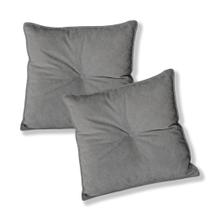 Kit 2 Almofadas Quadradas Tina Com Botão Central 40x40 cm Veludo - 7 Decor
