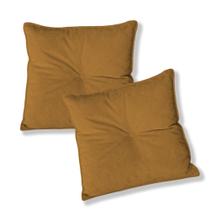 Kit 2 Almofadas Quadradas Tina Com Botão Central 50x50 cm Boucle - 7 Decor