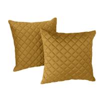 Kit 2 Almofadas Tressê 50x50cm Veludo Amarelo - Nexta Casa