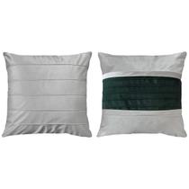 Kit 2 Almofadas Veludo Drapeadas Verde Escuro E Areia 45x45