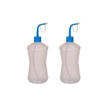 Kit 2 Almotolias Transparente 500ML Bico Curvo