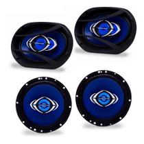 Kit 2 Alto Falante Hurricane 6 Polegadas + 2 6x9 Polegadas 280w Rms Som Automotivo Azul e Preto Par