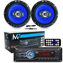 Kit 2 Alto-falantes 6 Pol 55w+ Rádio Mp3 Bluetooth + Antena